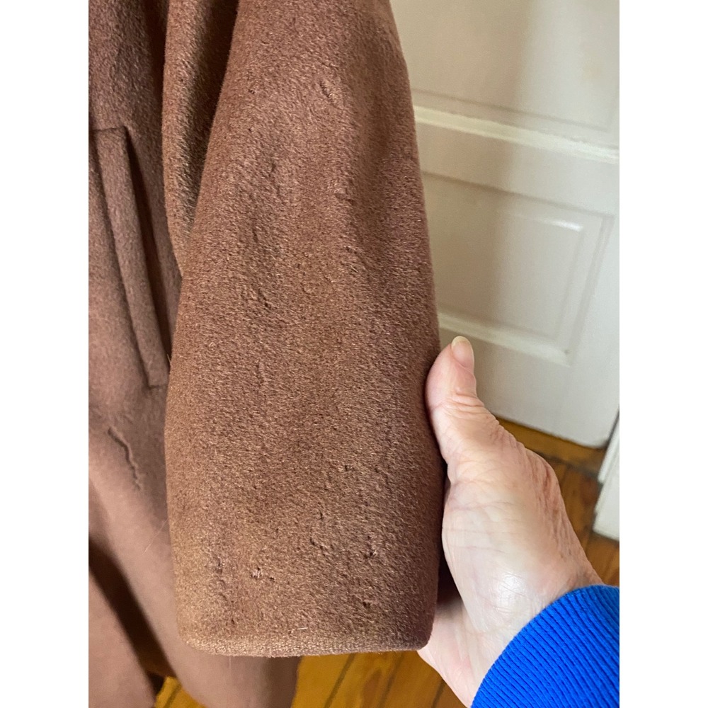 Vtg 50s rothmoor wool Blend Fur Collar Long Coat Brown Button‎ Front Classic - Picture 5 of 11